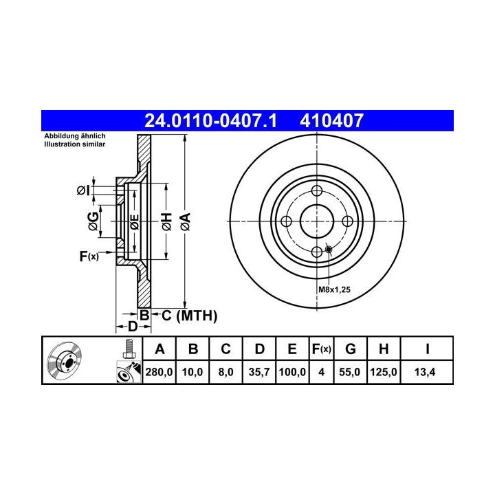 Stabdžių diskas ATE 24.0110-0407.1