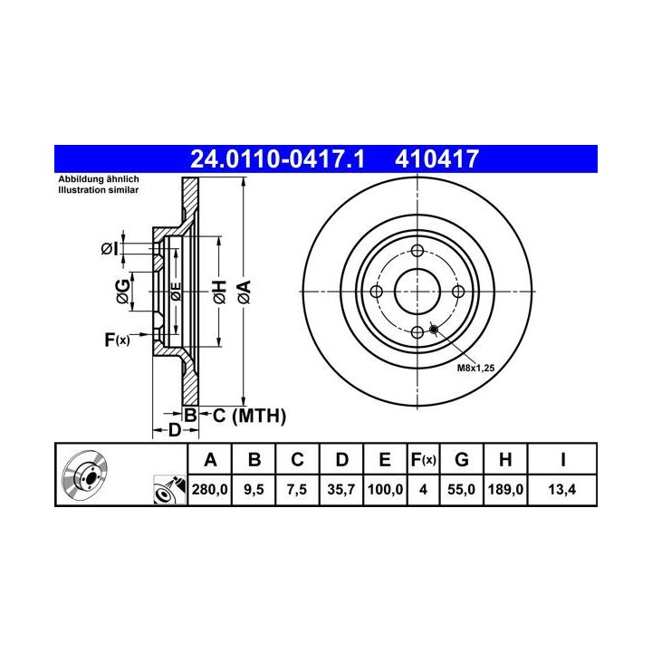 Stabdžių diskas ATE 24.0110-0417.1