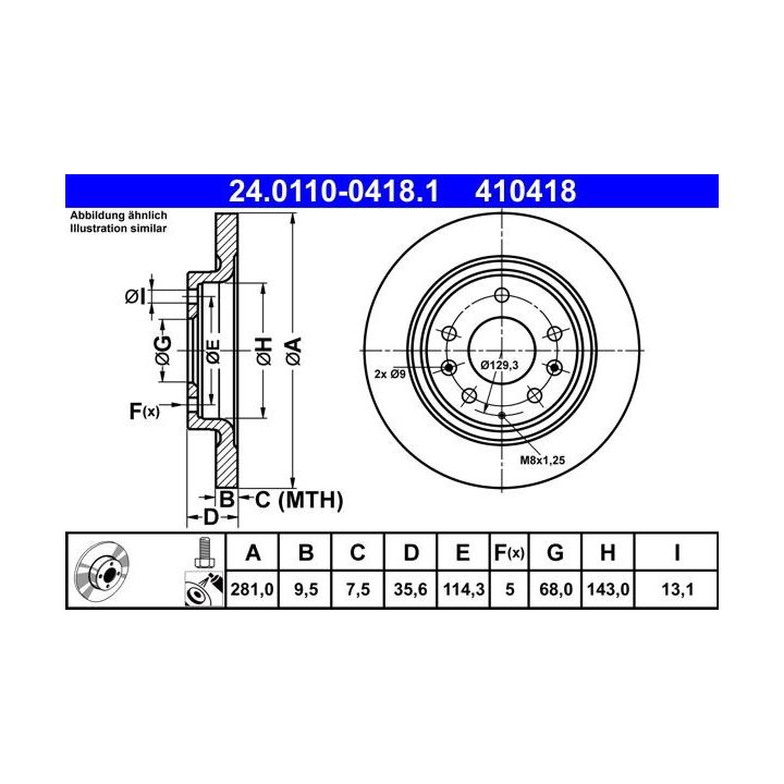 Stabdžių diskas ATE 24.0110-0418.1