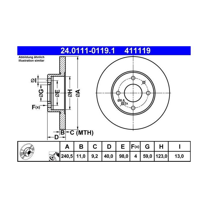 Stabdžių diskas ATE 24.0111-0119.1