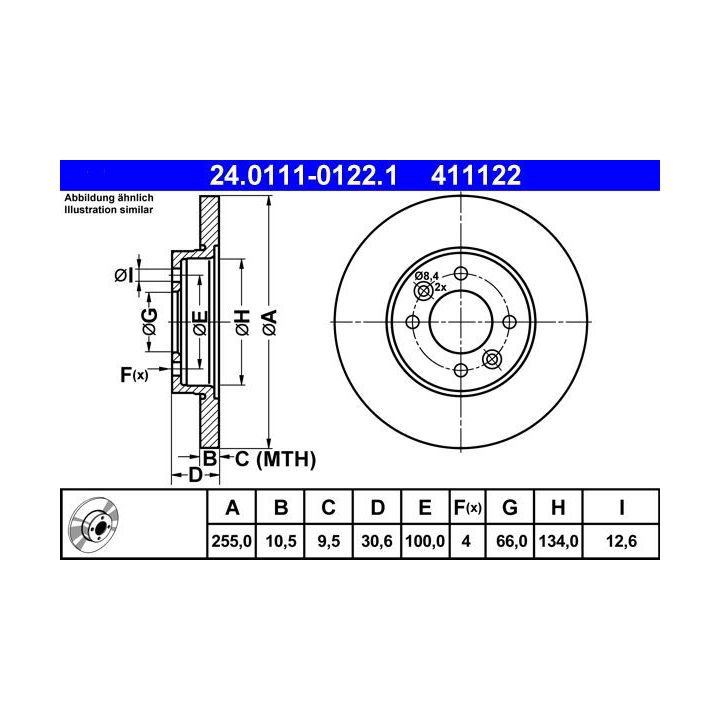 Stabdžių diskas ATE 24.0111-0122.1