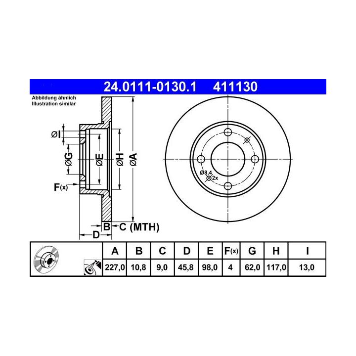 Stabdžių diskas ATE 24.0111-0130.1