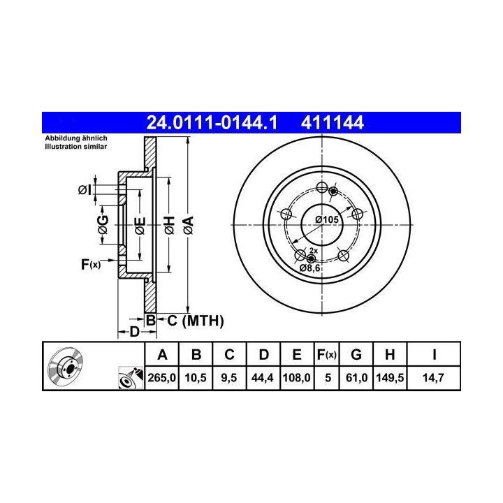 Stabdžių diskas ATE 24.0111-0144.1
