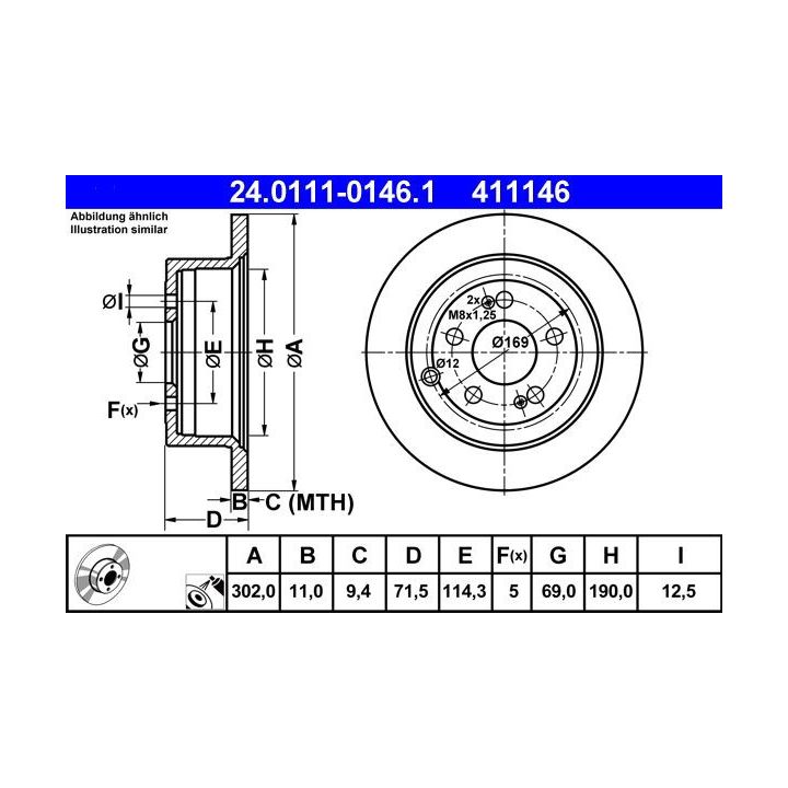 Stabdžių diskas ATE 24.0111-0146.1