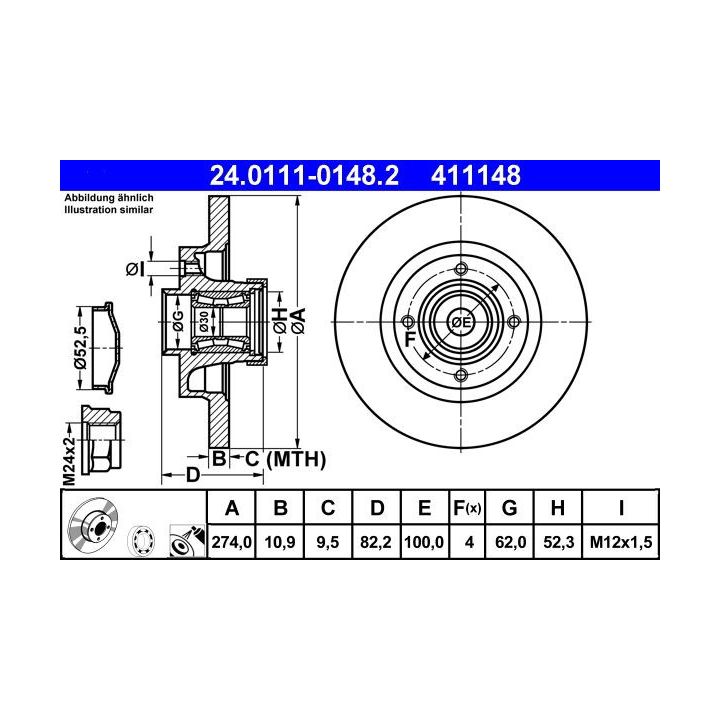 Stabdžių diskas ATE 24.0111-0148.2