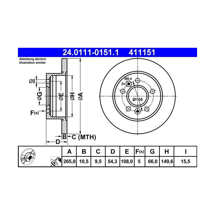 Stabdžių diskas ATE 24.0111-0151.1