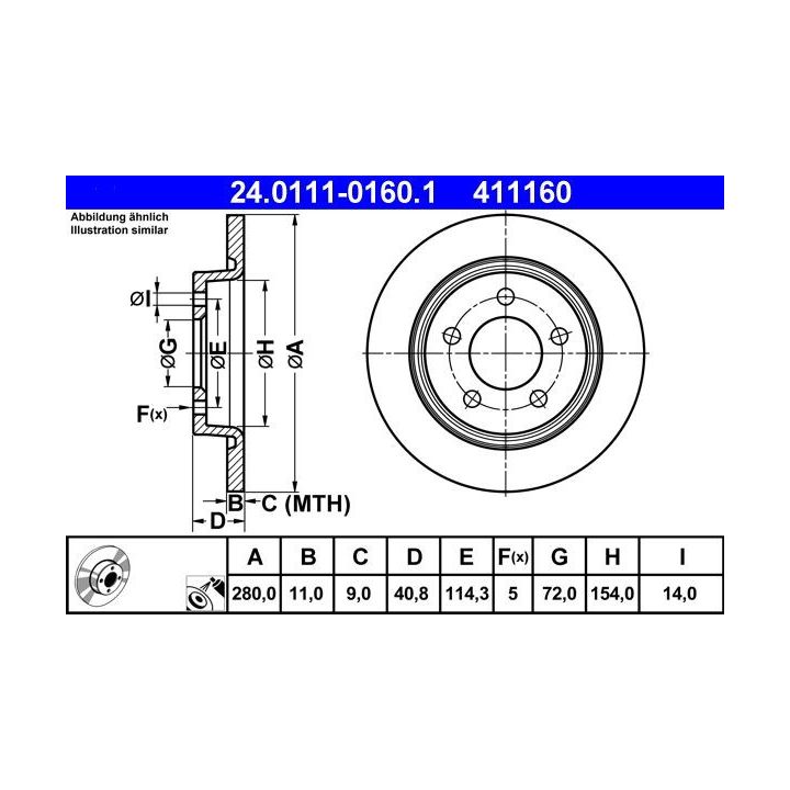 Stabdžių diskas ATE 24.0111-0160.1