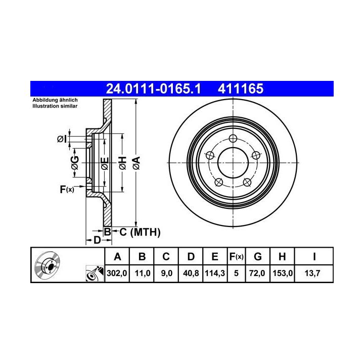 Stabdžių diskas ATE 24.0111-0165.1
