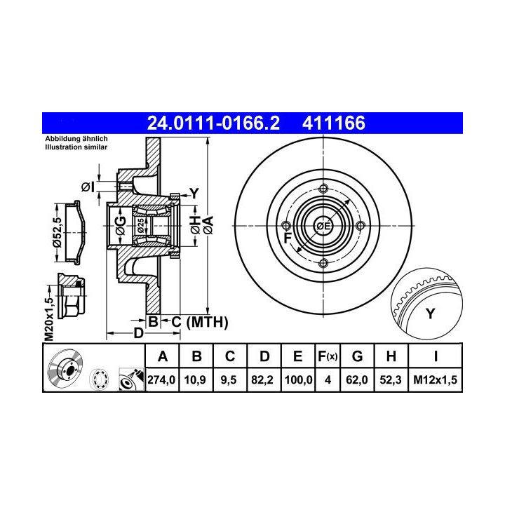 Stabdžių diskas ATE 24.0111-0166.2