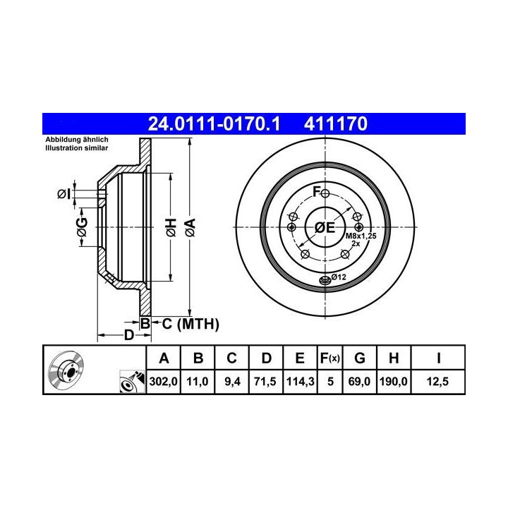 Stabdžių diskas ATE 24.0111-0170.1