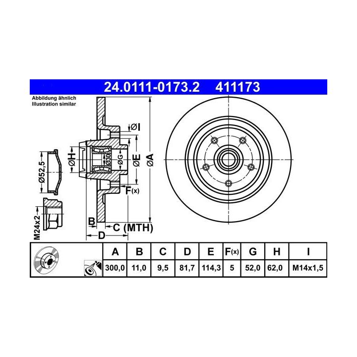 Stabdžių diskas ATE 24.0111-0173.2