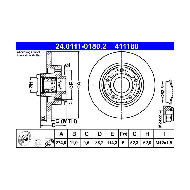 Stabdžių diskas ATE 24.0111-0180.2