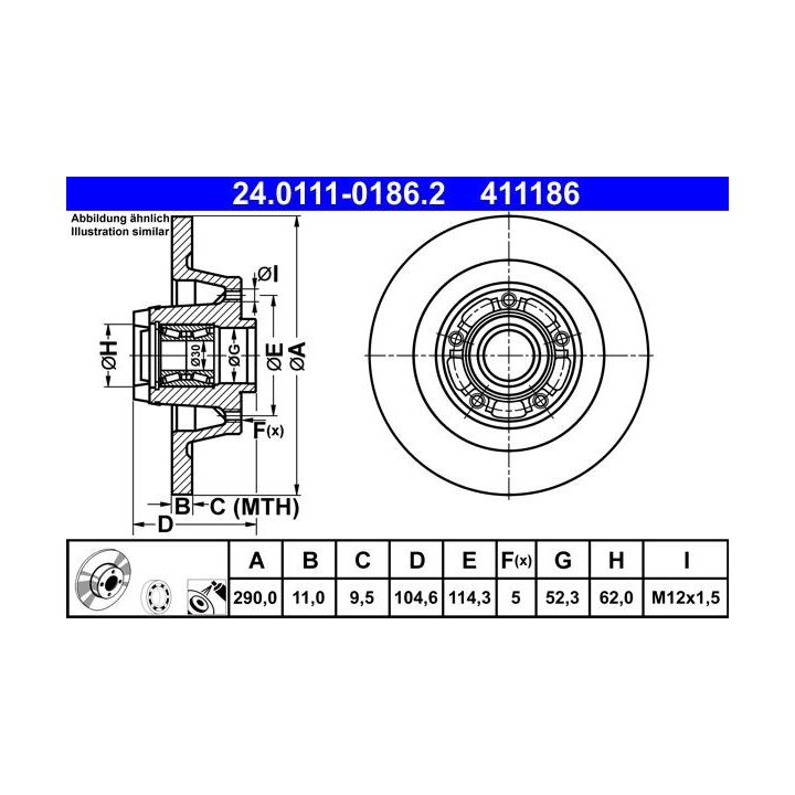 Stabdžių diskas ATE 24.0111-0186.2