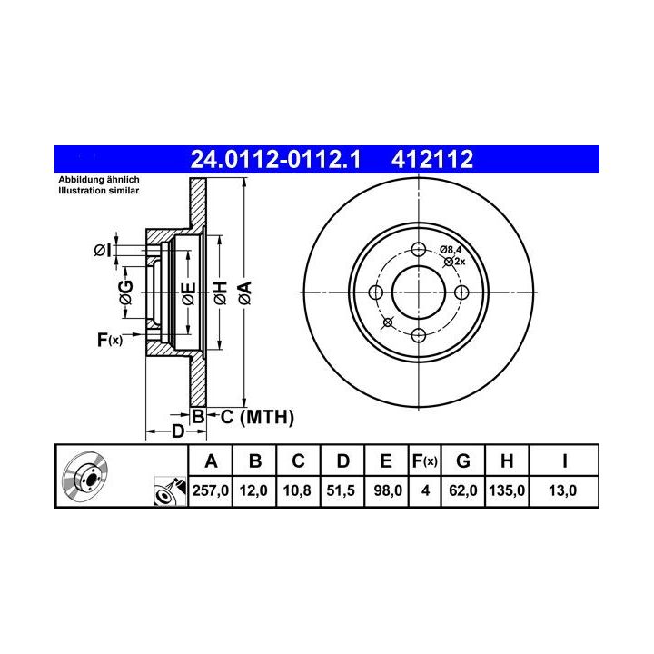 Stabdžių diskas ATE 24.0112-0112.1