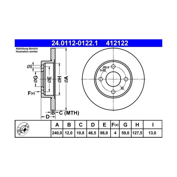 Stabdžių diskas ATE 24.0112-0122.1
