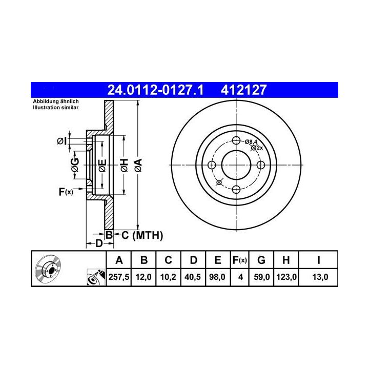 Stabdžių diskas ATE 24.0112-0127.1