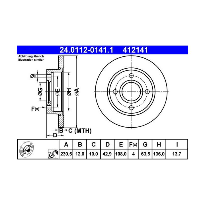 Stabdžių diskas ATE 24.0112-0141.1