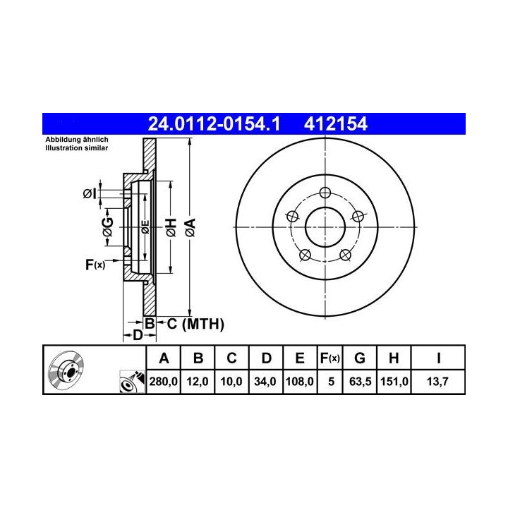 Stabdžių diskas ATE 24.0112-0154.1