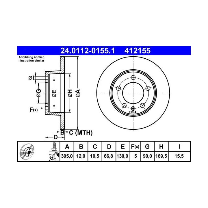Stabdžių diskas ATE 24.0112-0155.1