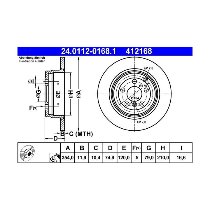 Stabdžių diskas ATE 24.0112-0168.1