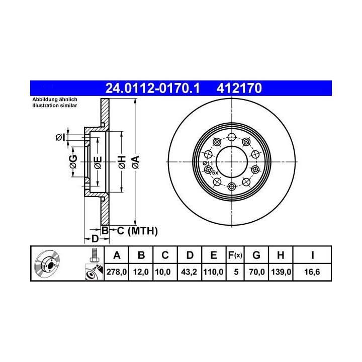 Stabdžių diskas ATE 24.0112-0170.1