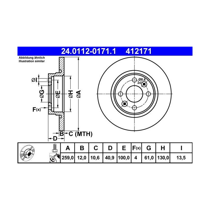 Stabdžių diskas ATE 24.0112-0171.1