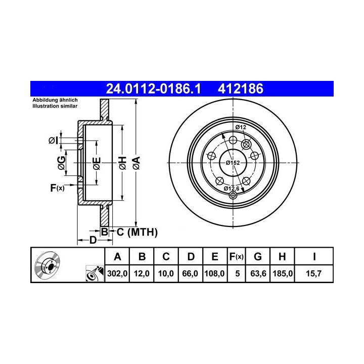 Stabdžių diskas ATE 24.0112-0186.1