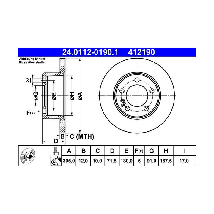 Stabdžių diskas ATE 24.0112-0190.1