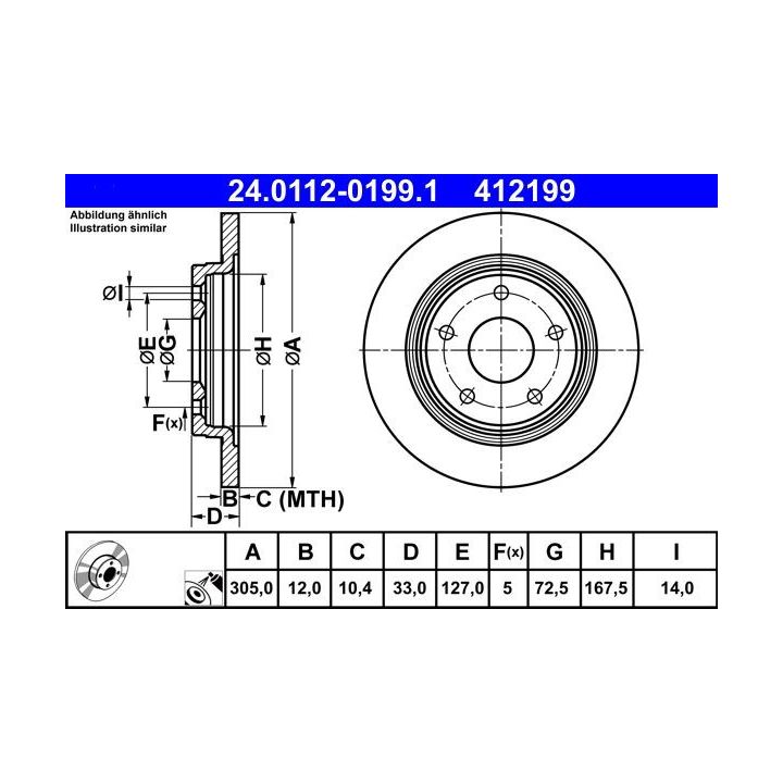 Stabdžių diskas ATE 24.0112-0199.1
