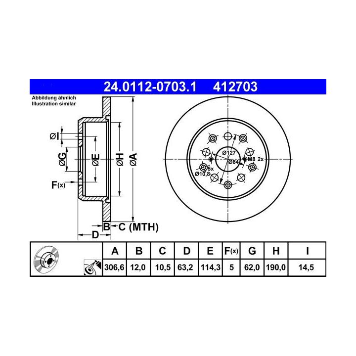 Stabdžių diskas ATE 24.0112-0703.1