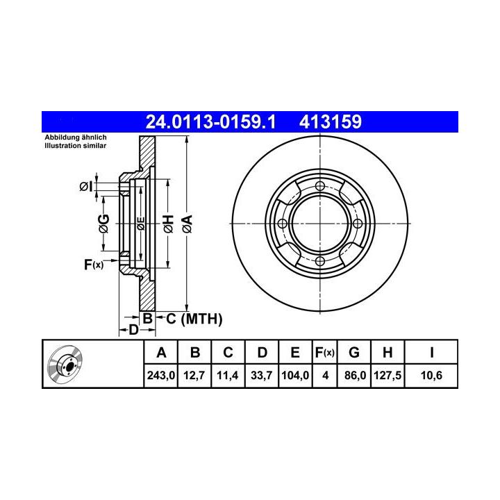 Stabdžių diskas ATE 24.0113-0159.1