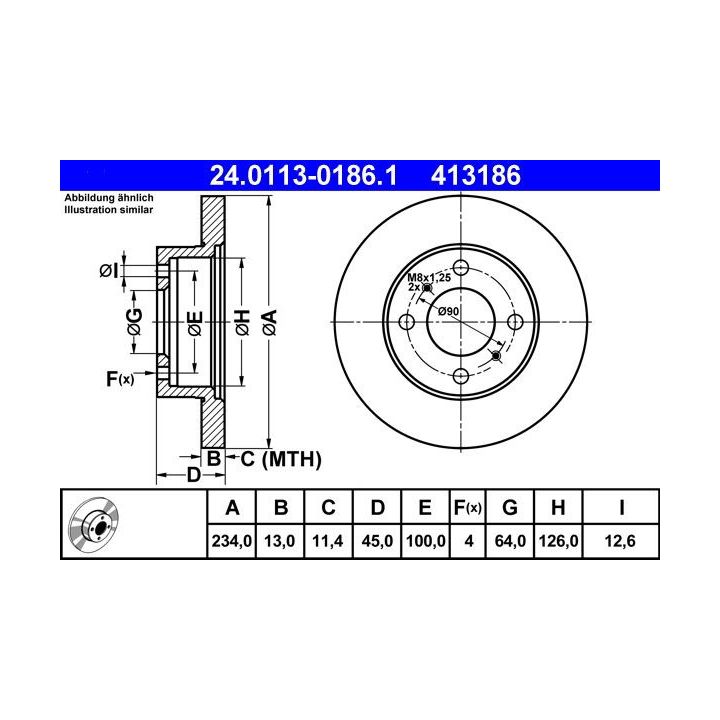 Stabdžių diskas ATE 24.0113-0186.1