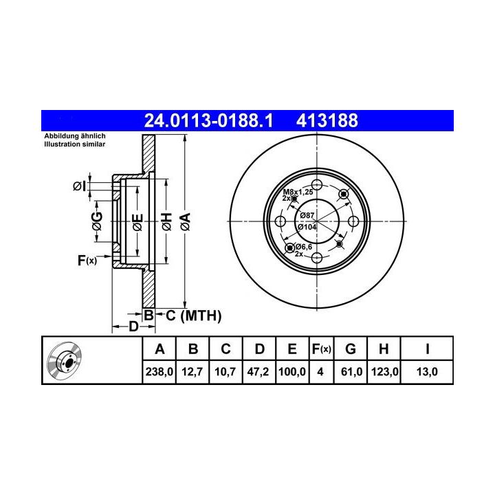 Stabdžių diskas ATE 24.0113-0188.1