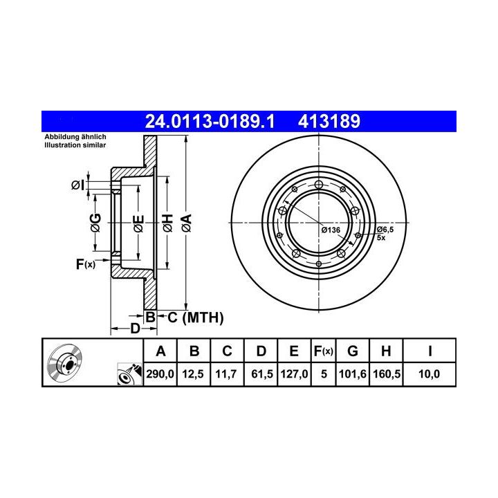 Stabdžių diskas ATE 24.0113-0189.1