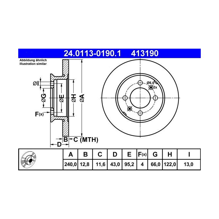 Stabdžių diskas ATE 24.0113-0190.1