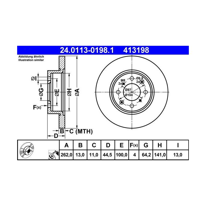 Stabdžių diskas ATE 24.0113-0198.1