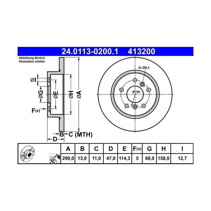 Stabdžių diskas ATE 24.0113-0200.1