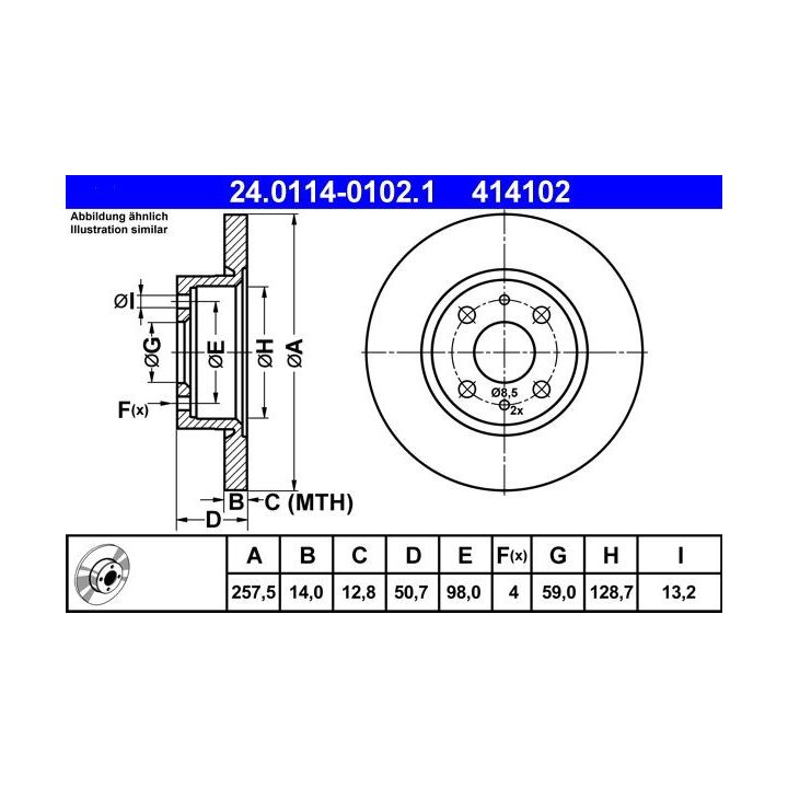 Stabdžių diskas ATE 24.0114-0102.1
