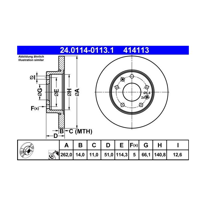 Stabdžių diskas ATE 24.0114-0113.1