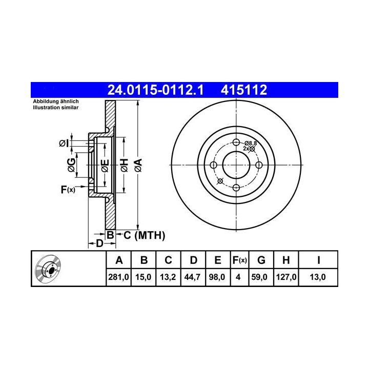 Stabdžių diskas ATE 24.0115-0112.1