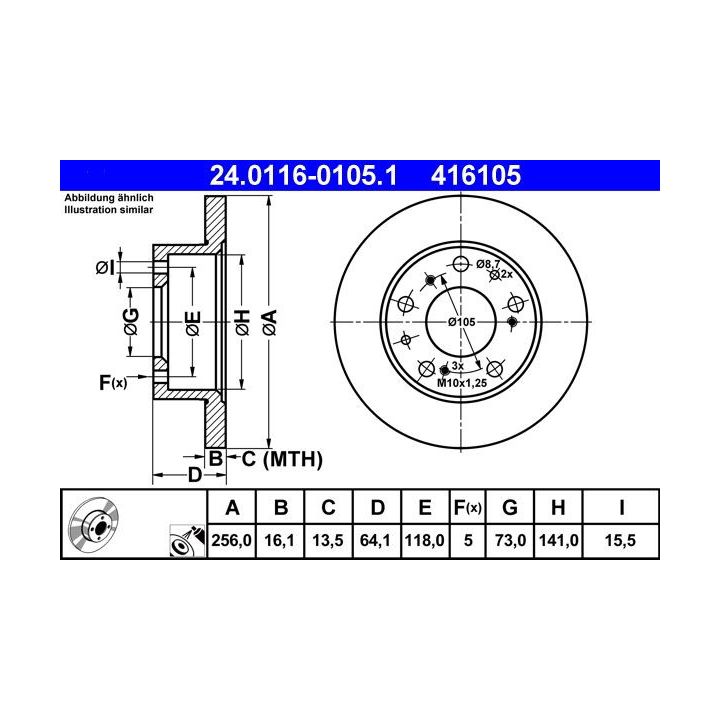 Stabdžių diskas ATE 24.0116-0105.1
