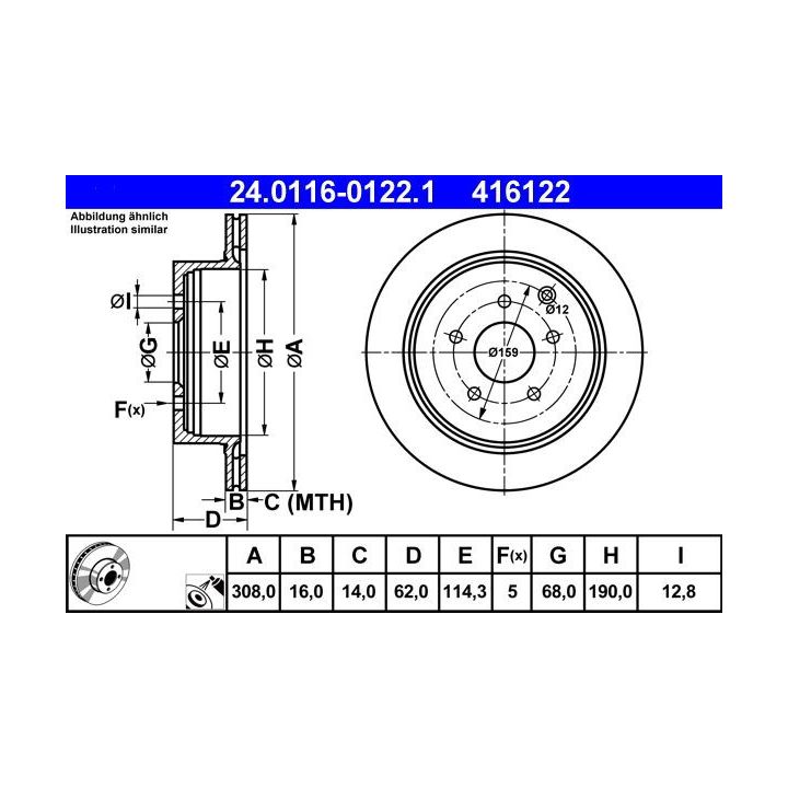 Stabdžių diskas ATE 24.0116-0122.1