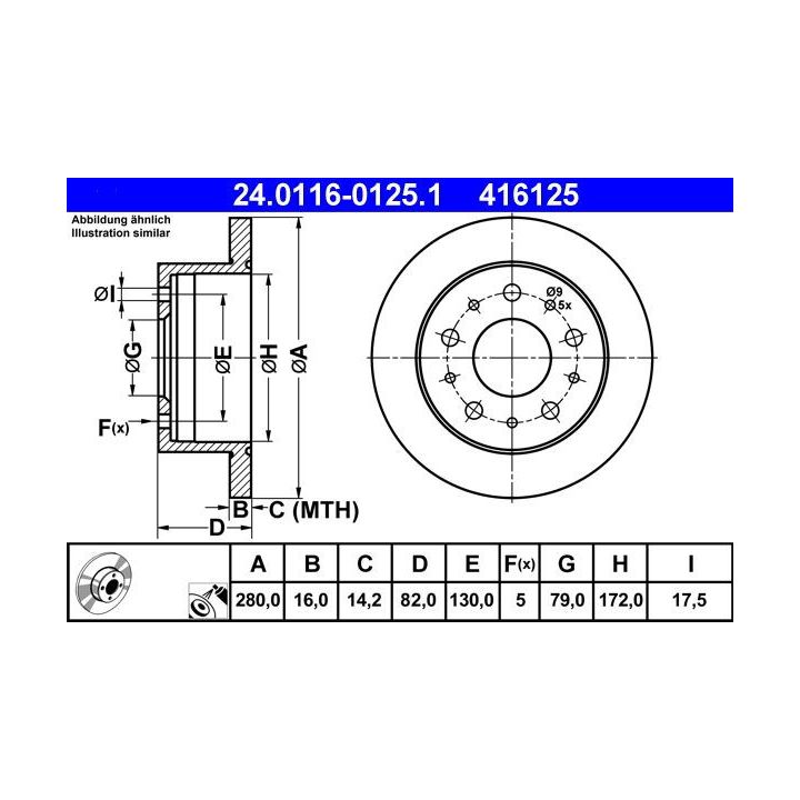Stabdžių diskas ATE 24.0116-0125.1