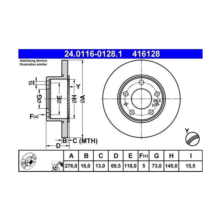Stabdžių diskas ATE 24.0116-0128.1