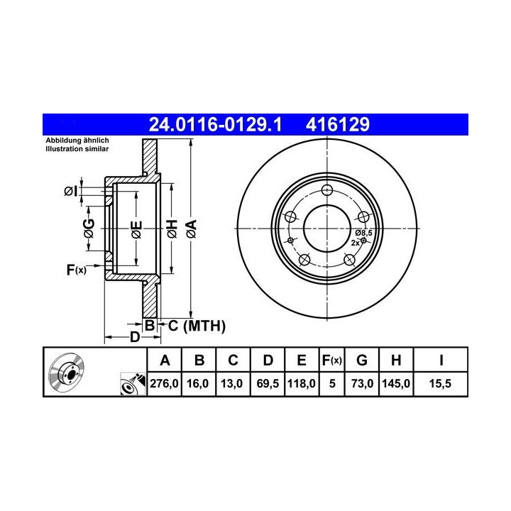 Stabdžių diskas ATE 24.0116-0129.1