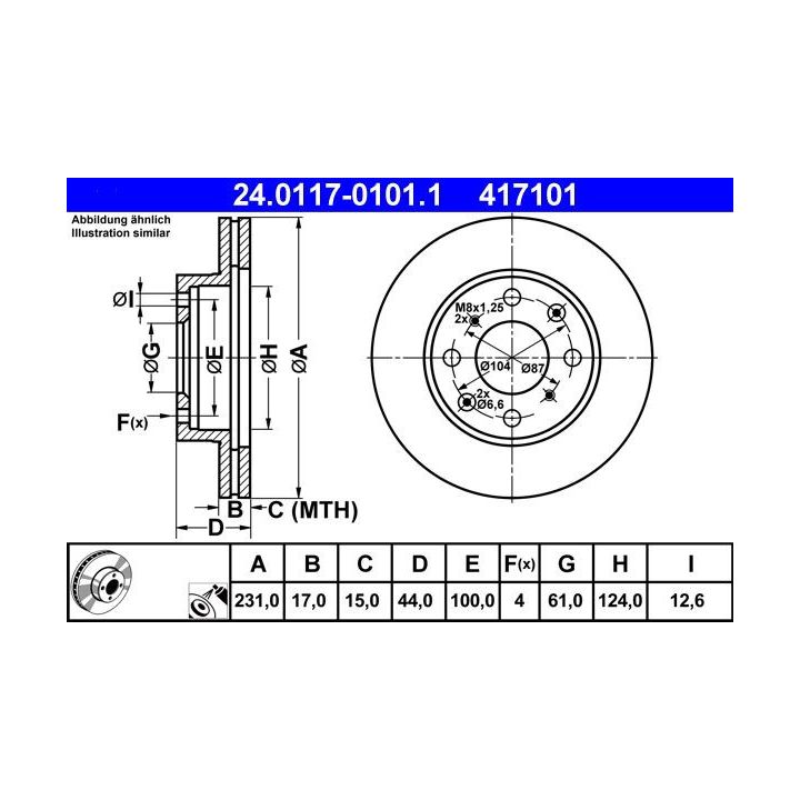 Stabdžių diskas ATE 24.0117-0101.1