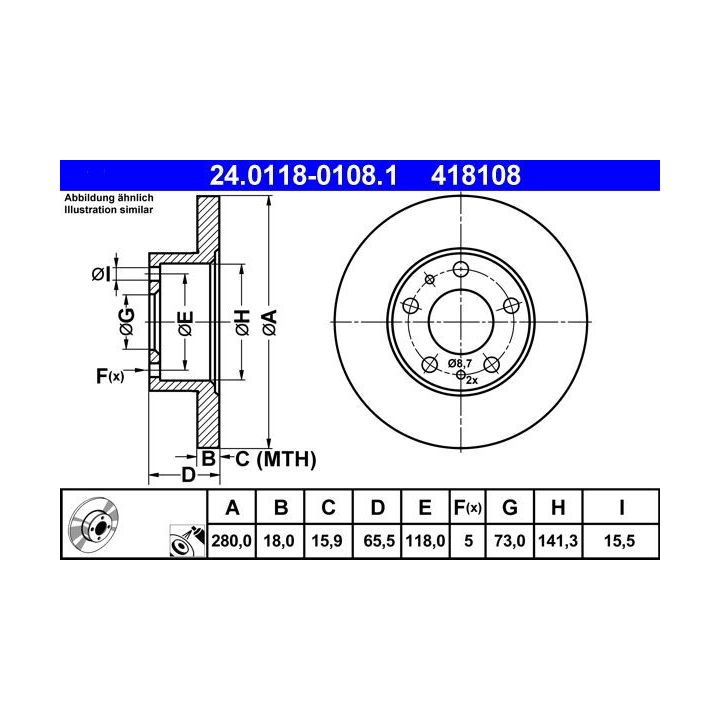 Stabdžių diskas ATE 24.0118-0108.1