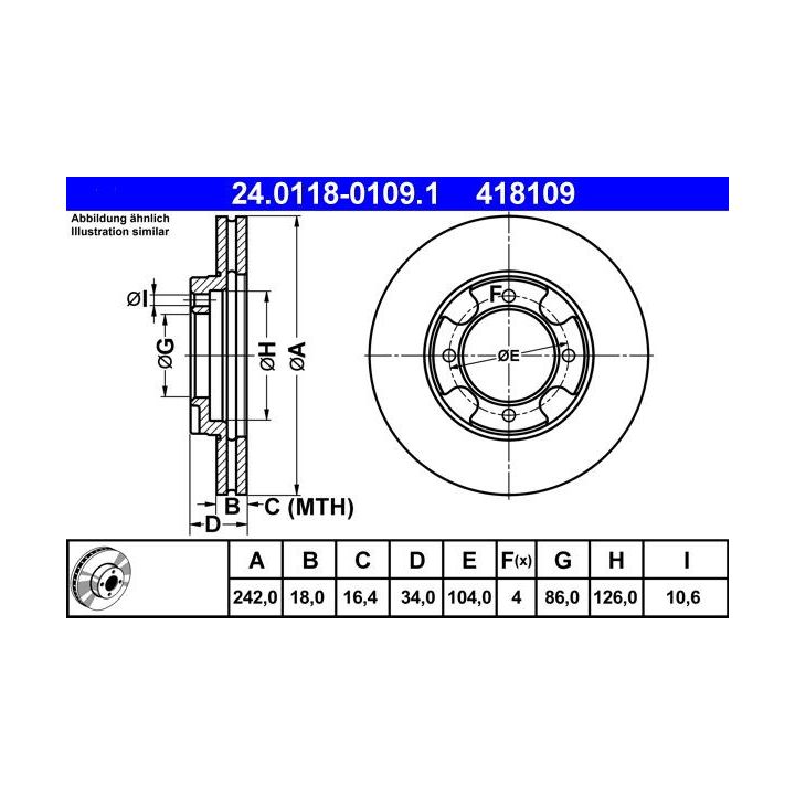 Stabdžių diskas ATE 24.0118-0109.1