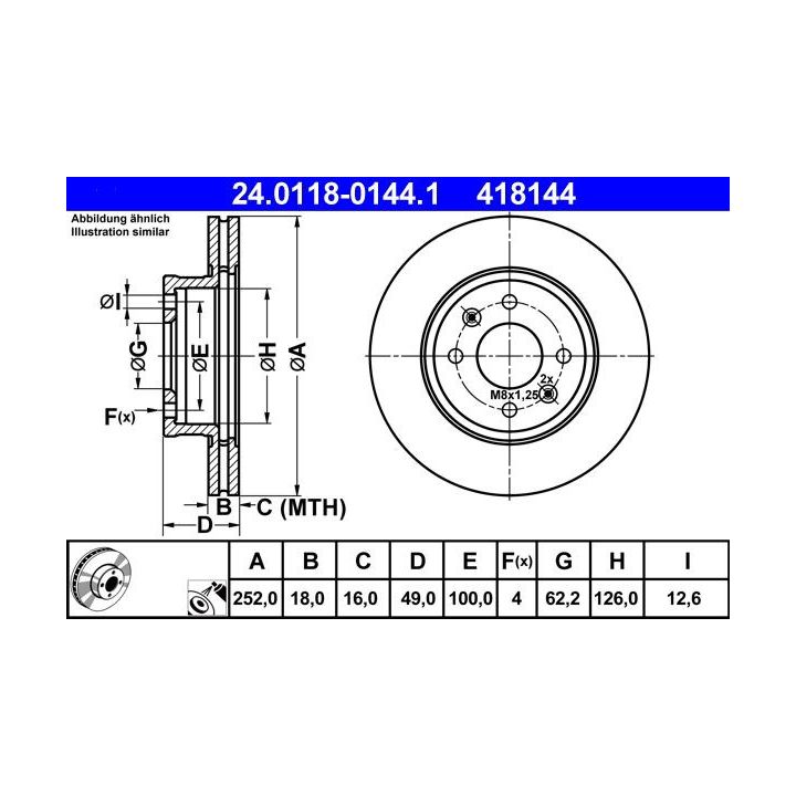 Stabdžių diskas ATE 24.0118-0144.1