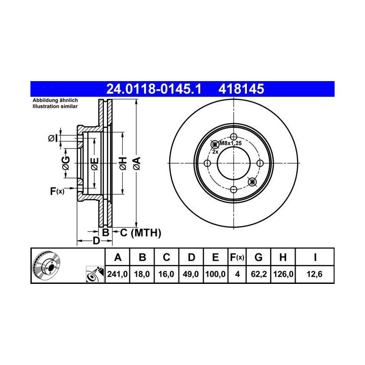 Stabdžių diskas ATE 24.0118-0145.1